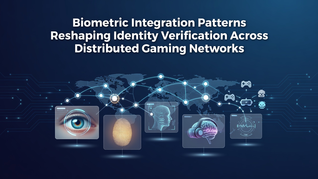 Biometric authentication interface integrated into a distributed gaming platform showing facial and fingerprint scanning options