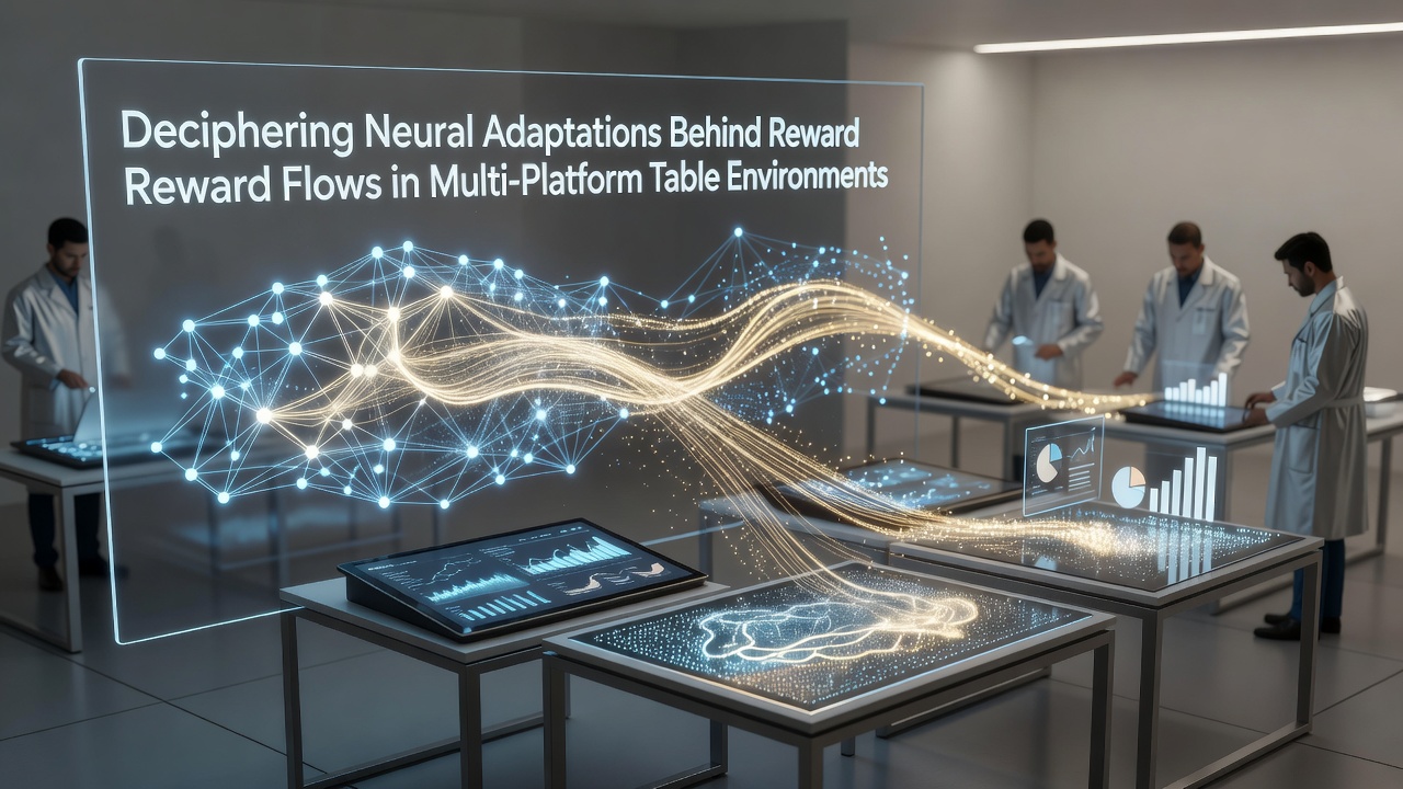 Illustration of neural pathways involved in reward processing during multi-platform table game interactions