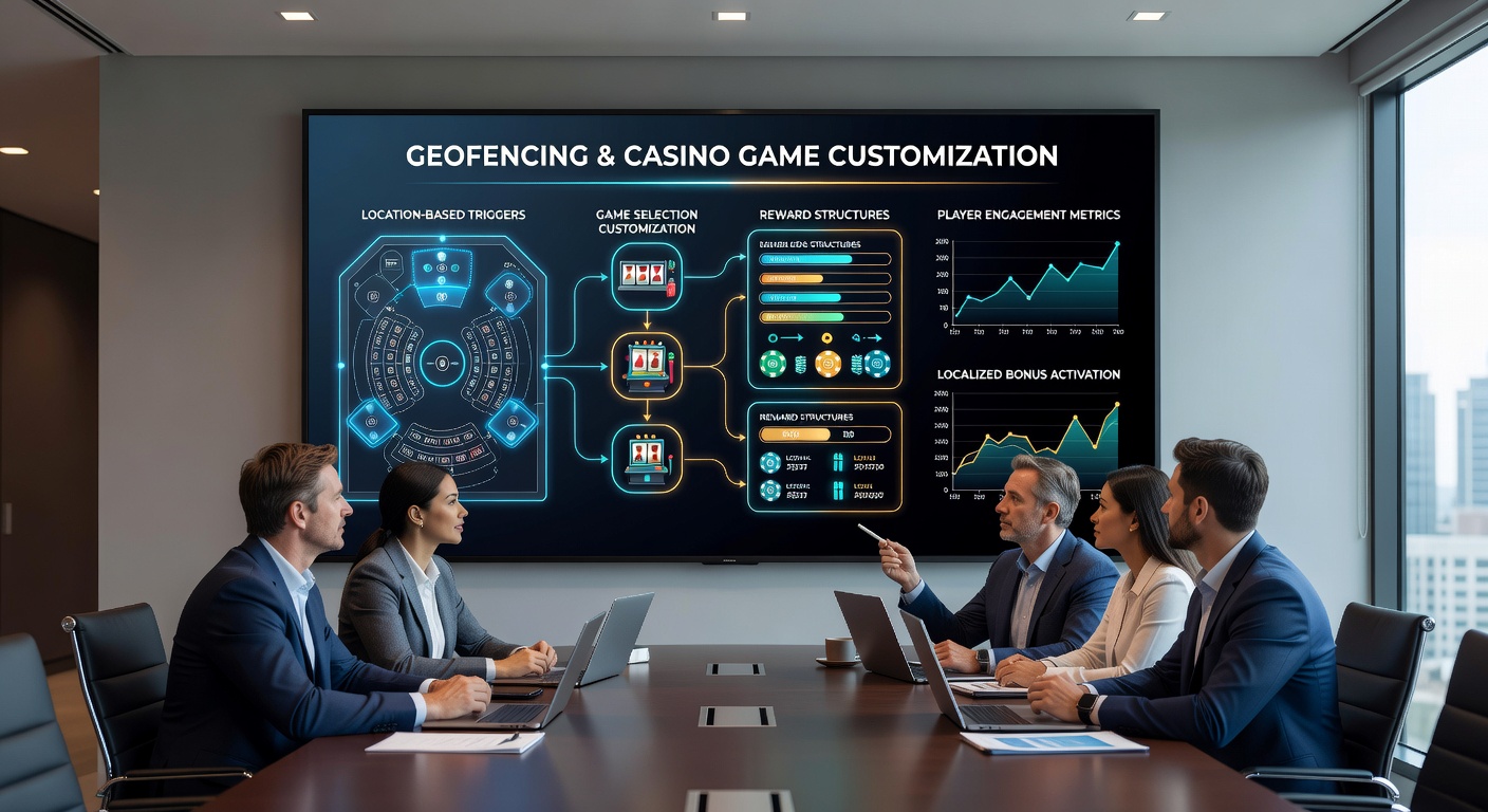 Mobile app interface displaying location-specific casino rewards and game selections triggered by geofencing
