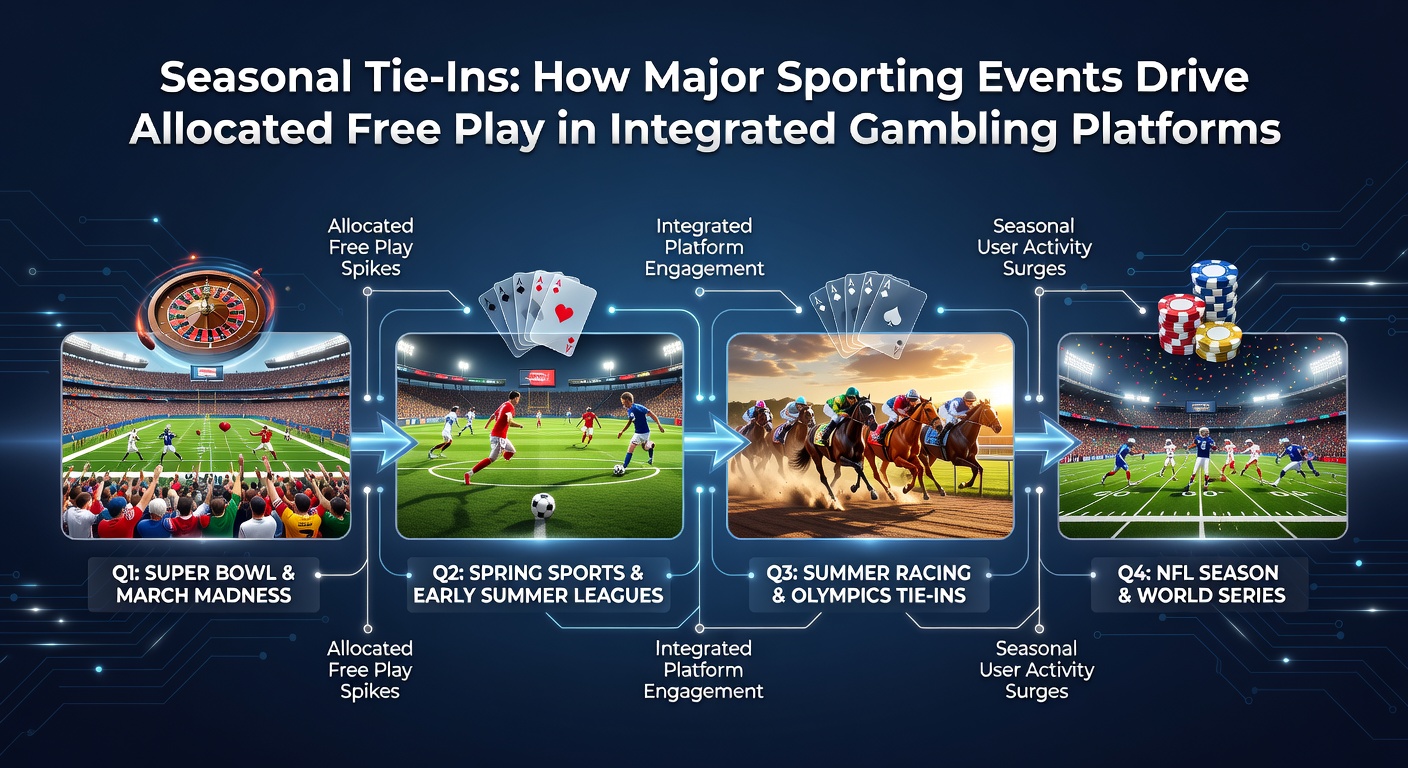 Integrated gambling platform dashboard showing seasonal free play promotions tied to major sporting events