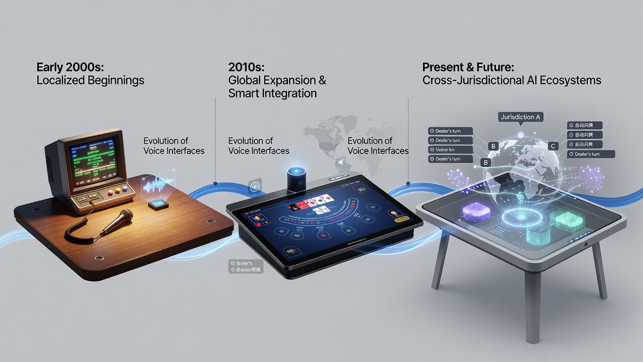 Early voice interface prototypes integrated with digital table game setups in controlled testing environments